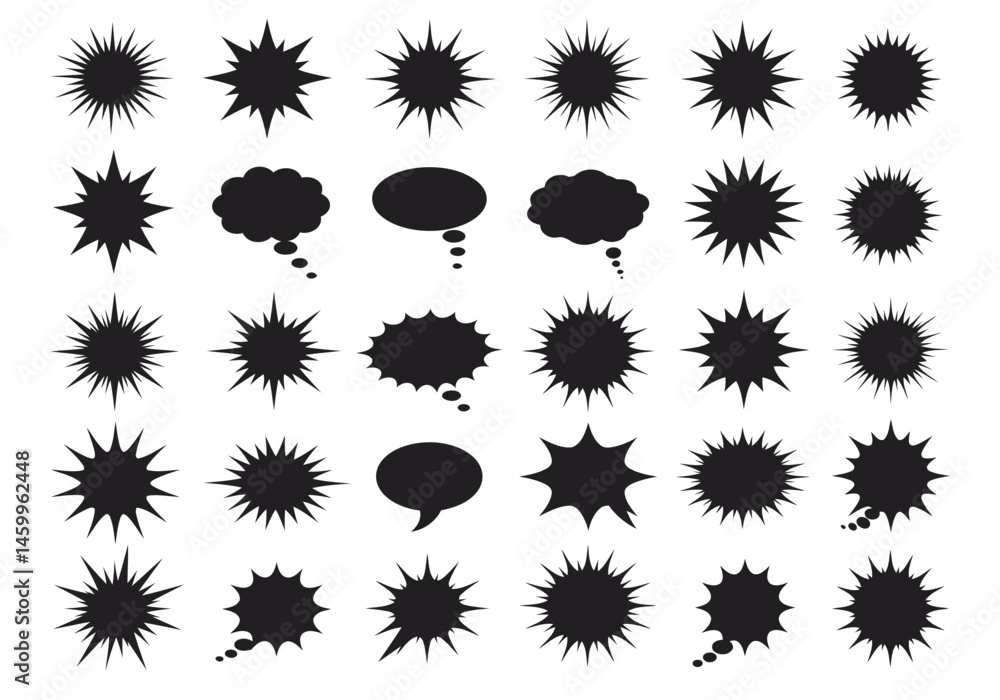 Aufkleber vector starburst shapes collection design elements set for graphic design and creative projects use