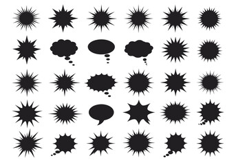 Vector starburst shapes collection design elements set for graphic design and creative projects use
