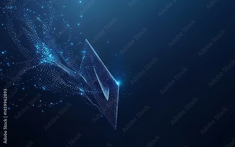 Poster digital particle flow abstract blue light glowing nebula futuristic design tech background modern