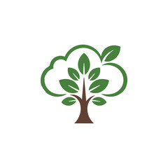 Obraz premium Simple, stylized tree graphic, perfect for eco-friendly branding.A clean, minimalist graphic of a stylized tree with a simple, rounded canopy and leaves radiating from the trunk.