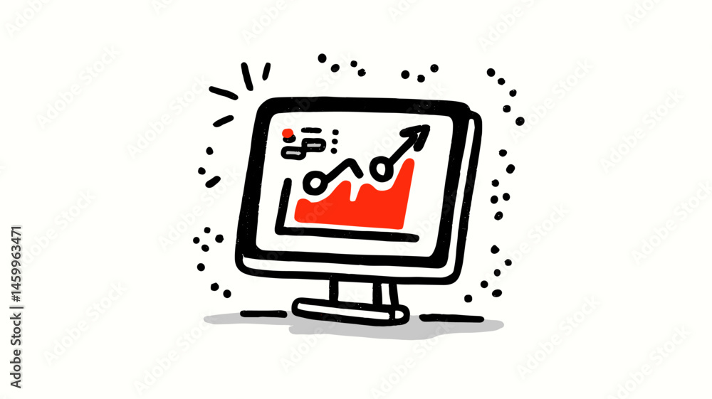 Poster digital growth chart: a stylized illustration of a computer monitor displaying a rising graph, sugge