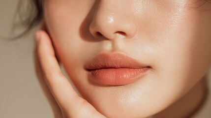 Close up on delicate skin and soft features