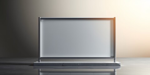 Fototapeta premium A minimalist shot of a blank white billboard with a metal frame against a neutral backdrop