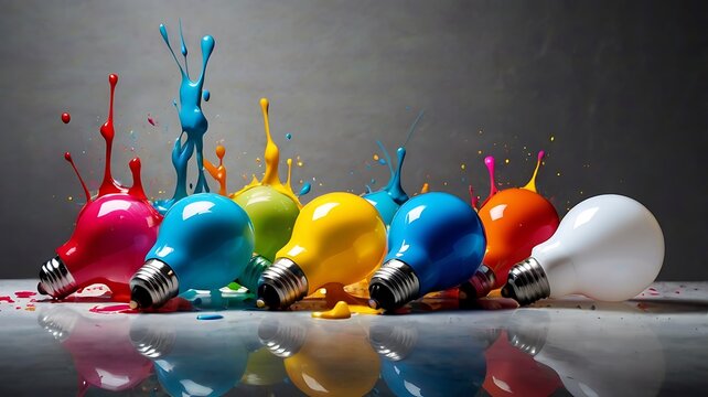 Light bulbs, colorful splashes, imaginative scenarios.