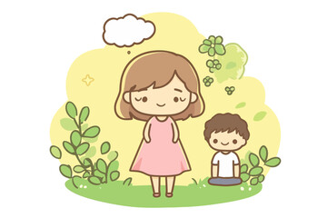 Concept of a modern future dream: A young schoolgirl envisions herself as a doctor while strolling outdoors