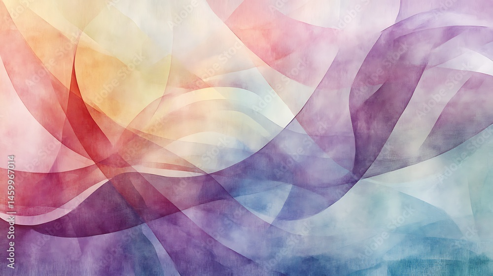 Aufkleber elegant watercolor geometric pattern with gentle pastel color transitions for a serene background ba