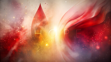 *Dreamy watercolor background in red and burgundy with golden sparkles symbolizing hope and healing for HIV/AIDS awareness with copy space*  