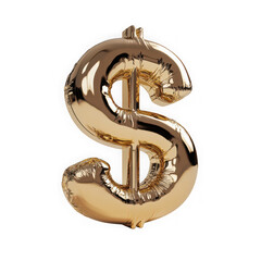 Golden dollar sign balloon isolated on transparent background