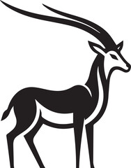 Stylized Black and White Gazelle Vector Illustration – Antelope Silhouette Logo Design