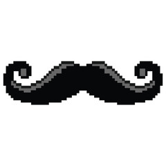 Pixel Moustache, Moustache Cartoon Pixel Clipart, Black Moustache Pixel Art Vector Icon, Retro Design