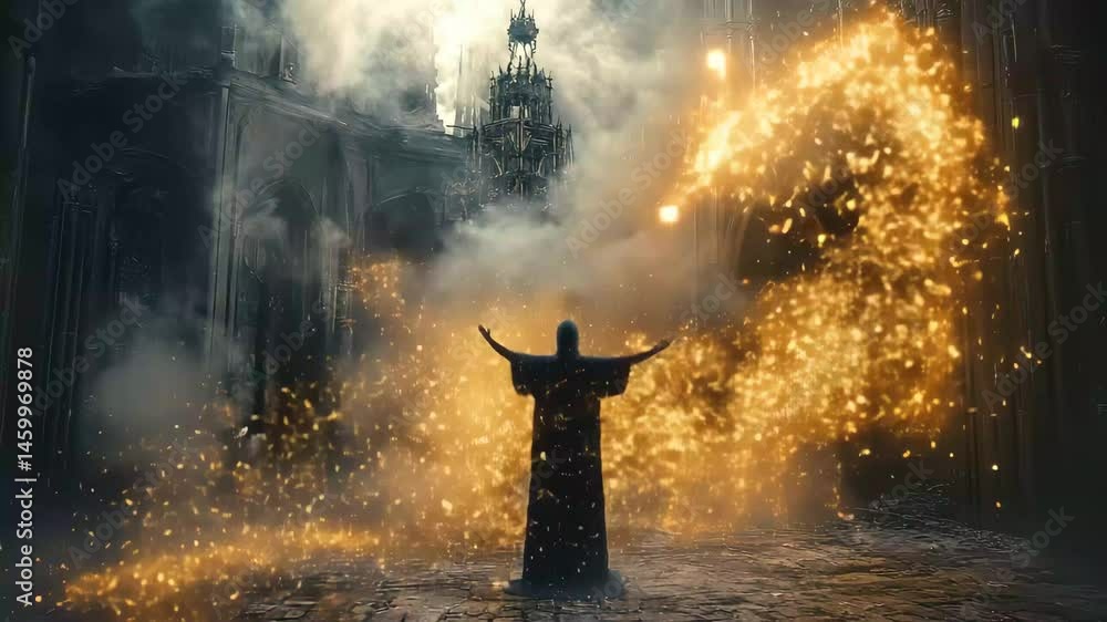 Poster diverse sparks and practical compositing elements create a mystical atmosphere in a dark, enchanting