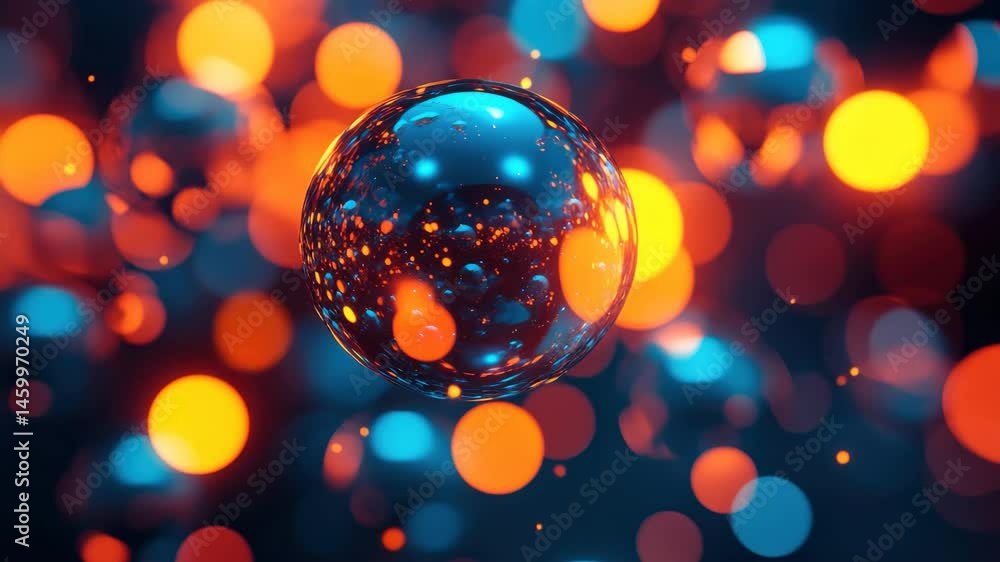 Aufkleber dynamic abstract glowing spheres in vibrant colors creating a dazzling visual experience, abstract g