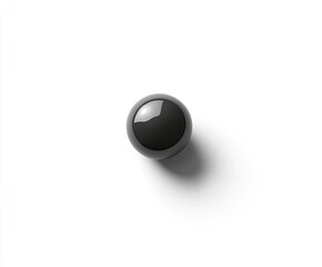 Glossy black sphere on white background