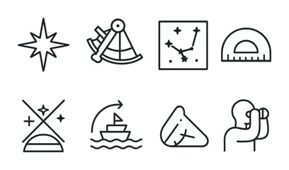 Nautical navigation tools and symbols collection.