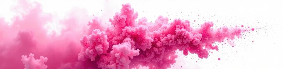Obraz premium Pink dust cloud, dynamic burst against pure white backdrop , image, vibrant