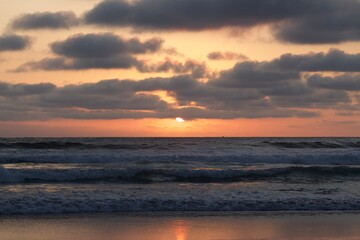 Cloudy beautiful sunset with ocean in Pacific Beach, San Diego, California