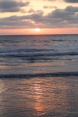 Cloudy beautiful sunset with ocean in Pacific Beach, San Diego, California