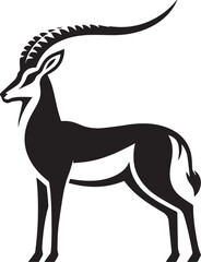 Stylized Black and White Gazelle Vector Illustration – Antelope Silhouette Logo Design