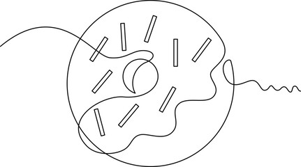 one line art Donut vector illustration. line art, one continuous line, simple, hand drawn and sketch style. for icons, symbols, signs or logos. PNG