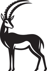 Stylized Black and White Gazelle Vector Illustration – Antelope Silhouette Logo Design