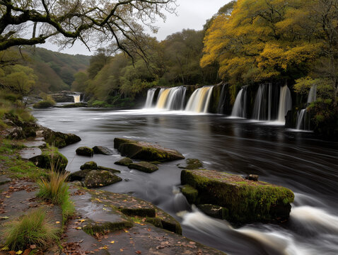 Cascading Beauty: A Serene Forest Waterfall