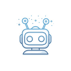 Cute robot icon illustration in blue and white design  