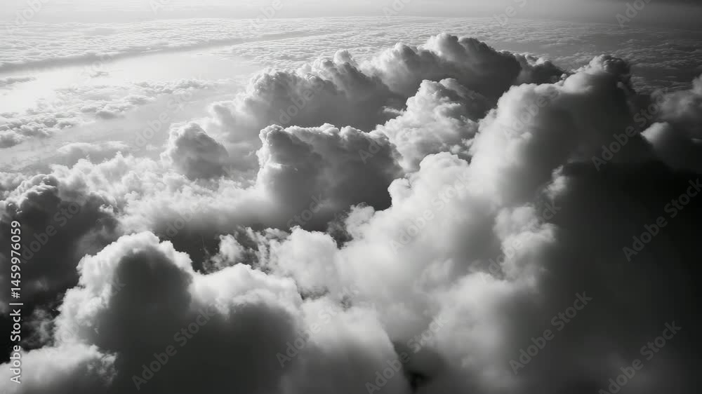 Poster Elevated view of cloudscape above freedom tower at dusk showcasing stunning aerial beauty, Dolly in aerial of freedom tower; cloudscape; slow and smooth