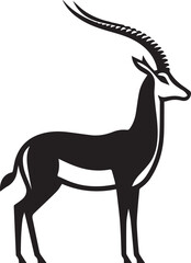 Stylized Black and White Gazelle Vector Illustration – Antelope Silhouette Logo Design