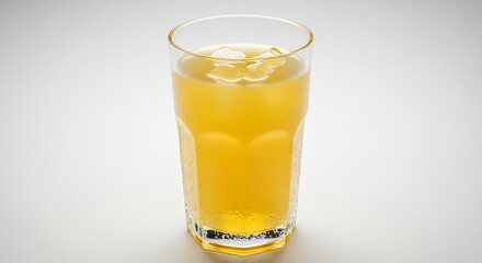 Light yellow iced beverage in glass