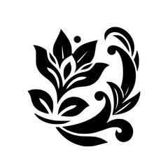 Elegant Black & White Floral Ornament on White Background