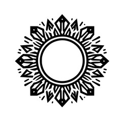 Geometric Mandala Vector, Black and White Sunburst Design