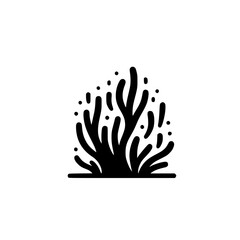 Minimalist Coral Icon: Black Silhouette on White, Abstract Design