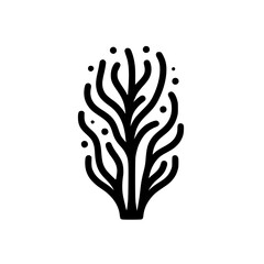 Minimalist Black Coral Icon on White Background
