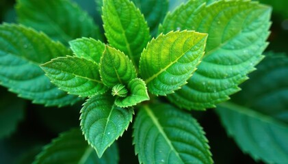 Vibrant green & white leaves, close-up detail, shadow, green, fresh
