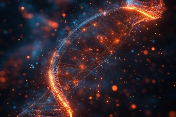 Ai bioinformatics concept with 3D floating DNA helix glowing data points and digital analysis elements science illustration