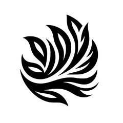 Black and White Abstract Leaf Design, Minimalist Modern Illustration, Logo Concept