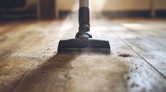 Extreme Close-Up of Vacuum Nozzle in Action Removing Dust Residue
