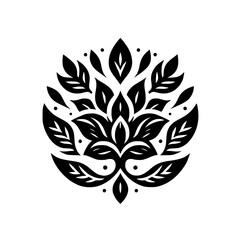 Elegant Floral Ornament in Black and White: Symbolic Design