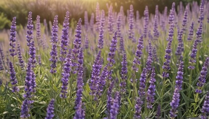 Naklejka premium A profusion of purple lavender blooms, sun-drenched and fragrant , botanical, flowers, close-up