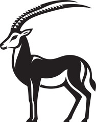 Stylized Black and White Gazelle Vector Illustration – Antelope Silhouette Logo Design