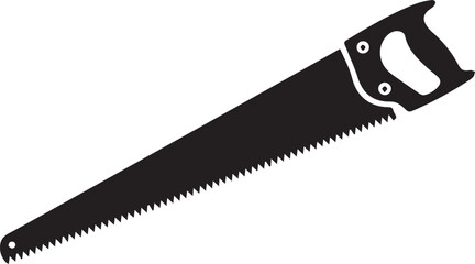 Crosscut Saw Silhouette Black Vector | Woodworking Hand Tool Icon