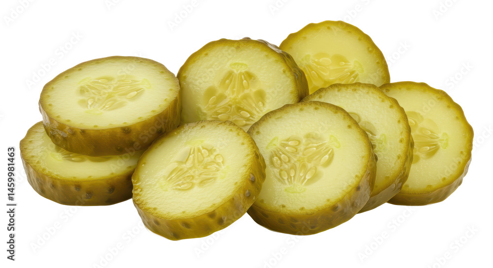 Poster a small pile of sliced potatoes featuring a light yellow color and a smooth texture on a white backg