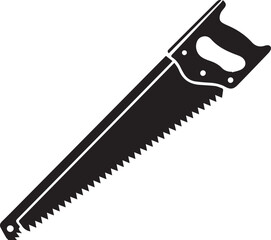 Crosscut Saw Silhouette Black Vector | Woodworking Hand Tool Icon