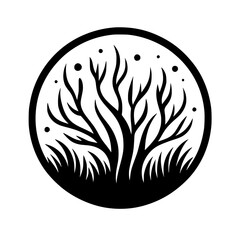 Minimalist Black Tree Circle Logo, Nature Icon, Silhouette Design