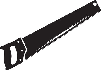 Crosscut Saw Silhouette Black Vector | Woodworking Hand Tool Icon