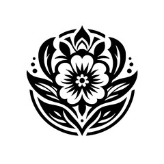 Fototapeta premium Floral Mandala: Black and White Decorative Design