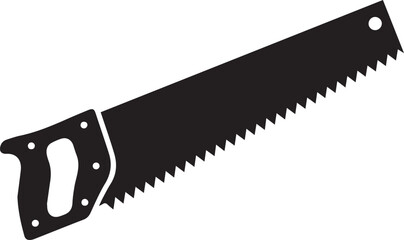 Crosscut Saw Silhouette Black Vector | Woodworking Hand Tool Icon