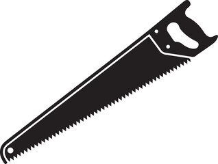 Crosscut Saw Silhouette Black Vector | Woodworking Hand Tool Icon