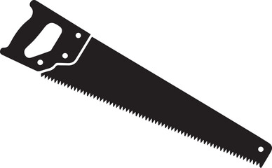 Crosscut Saw Silhouette Black Vector | Woodworking Hand Tool Icon