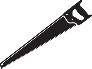 Crosscut Saw Silhouette Black Vector | Woodworking Hand Tool Icon